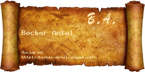 Becker Antal névjegykártya